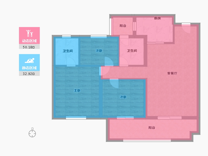 福建省-泉州市-中梁国府梁宸-73.63-户型库-动静分区