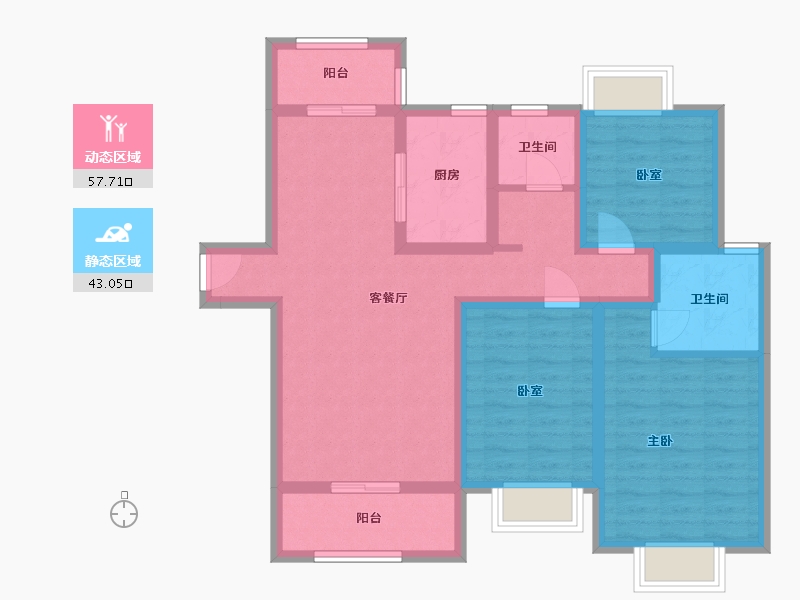 河南省-南阳市-梧桐公馆2期-103.50-户型库-动静分区