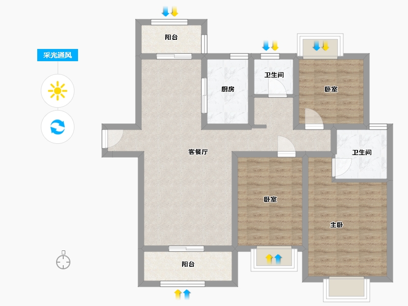 河南省-南阳市-梧桐公馆2期-103.50-户型库-采光通风