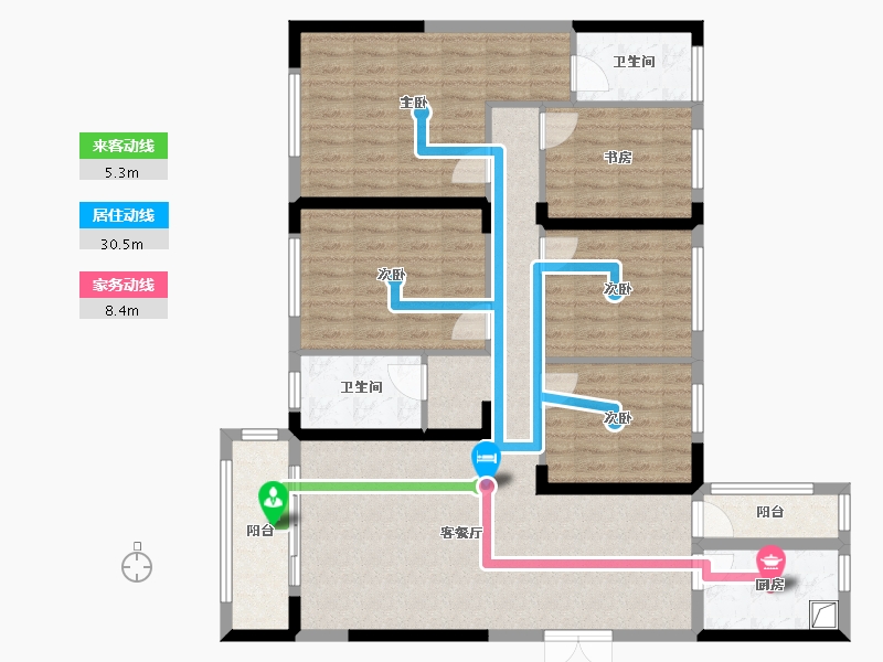 湖南省-长沙市-旭海家园-130.00-户型库-动静线