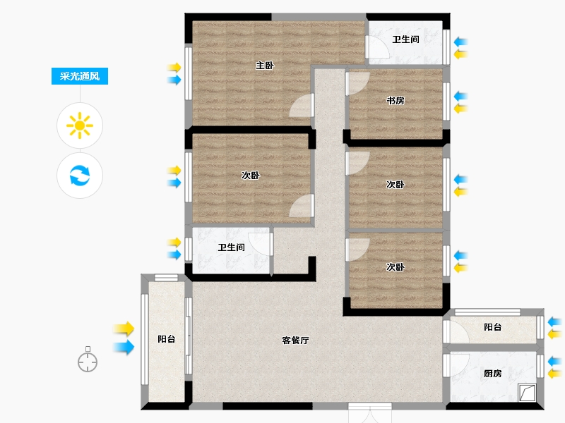 湖南省-长沙市-旭海家园-130.00-户型库-采光通风