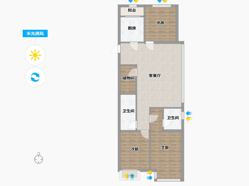 天津-天津市-云景庭苑-104.00-户型库-采光通风