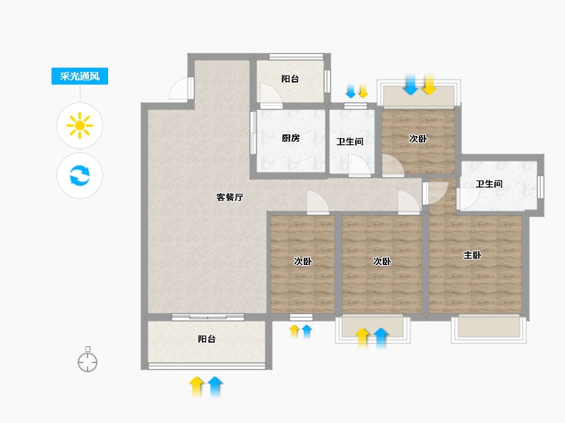 广西壮族自治区-南宁市-云星钱隆首府-110.00-户型库-采光通风