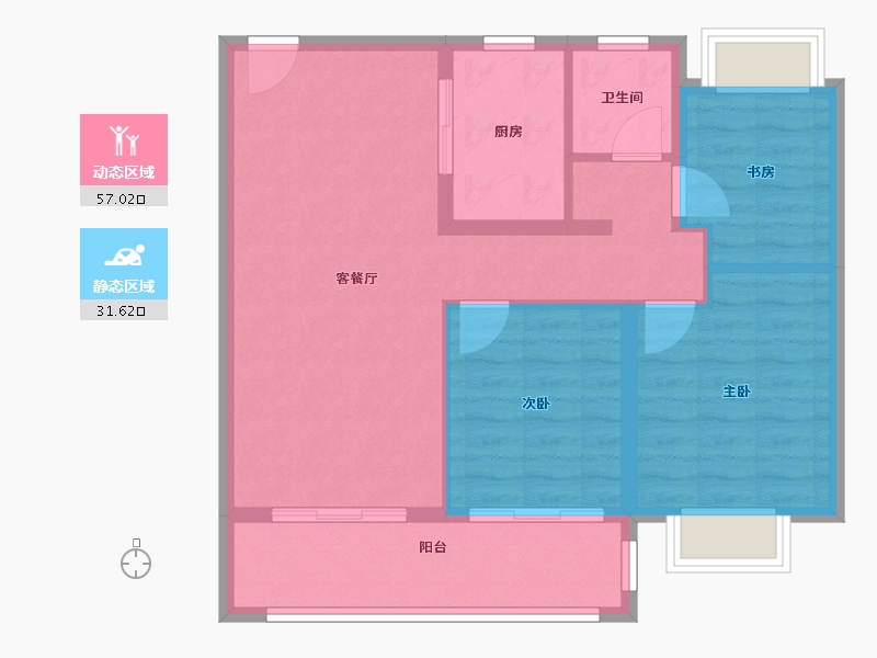 江苏省-南通市-中南紫云花苑-80.00-户型库-动静分区