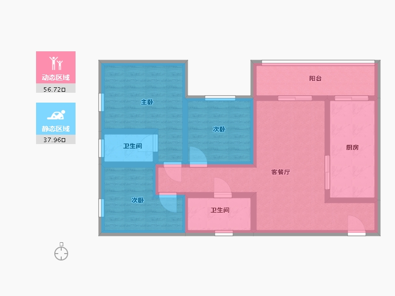 重庆-重庆市-联发龙洲湾1号一期E组团-82.74-户型库-动静分区