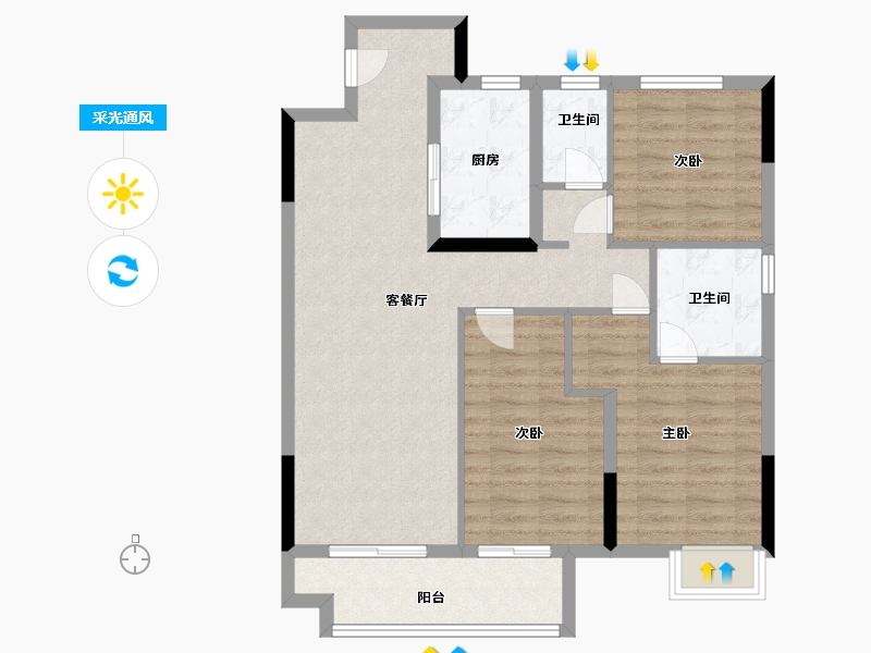 江苏省-常州市-昱湖上观-86.80-户型库-采光通风