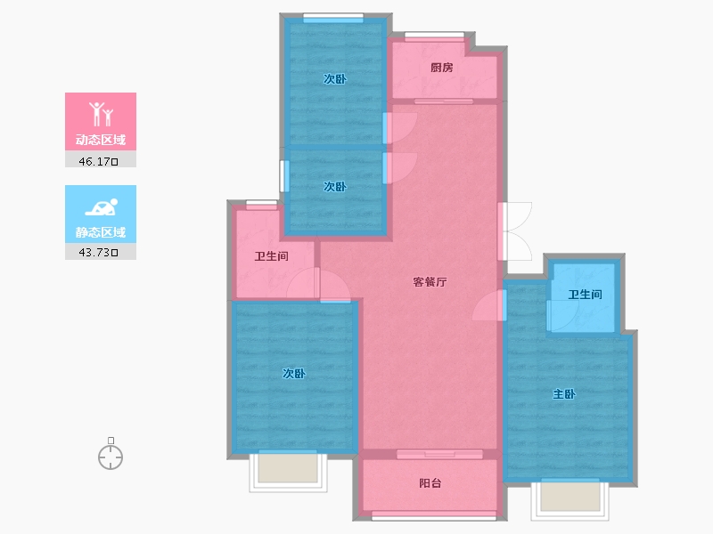 北京-北京市-幸福家园-80.00-户型库-动静分区