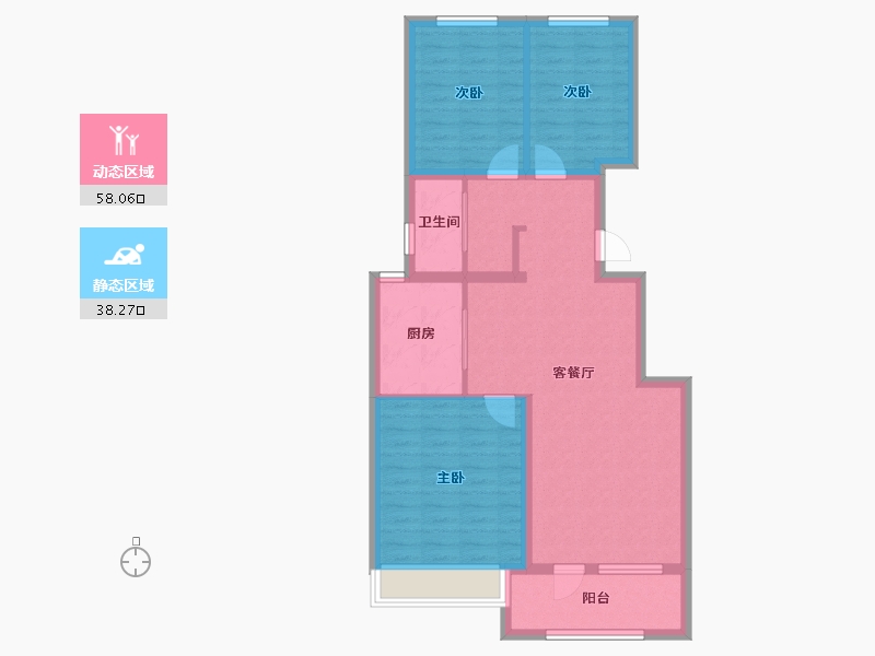 山东省-济南市-易安明郡-86.32-户型库-动静分区