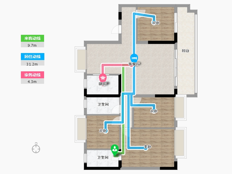 江西省-景德镇市-景瑶小区-105.60-户型库-动静线