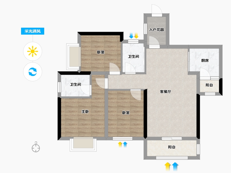 广西壮族自治区-柳州市-龙象城-81.60-户型库-采光通风