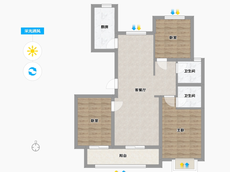 河北省-邢台市-清华公馆-80.00-户型库-采光通风