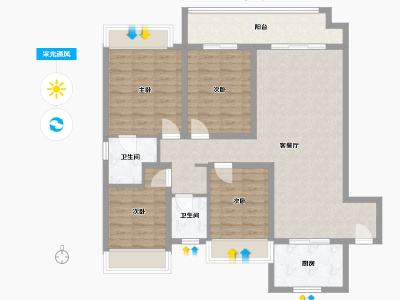 安徽省-阜阳市-金科城-105.00-户型库-采光通风