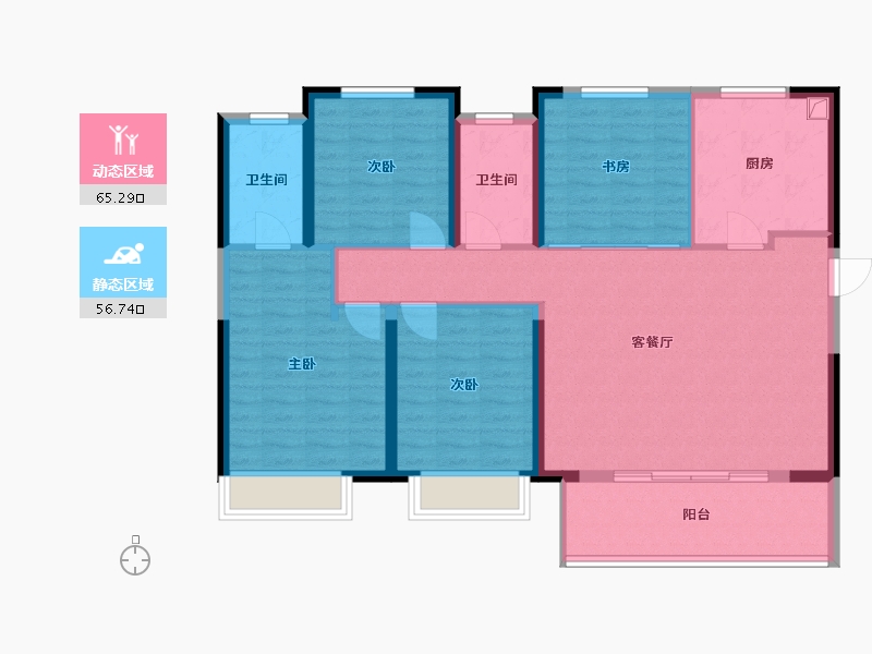 陕西省-渭南市-桂语蘭园-110.81-户型库-动静分区