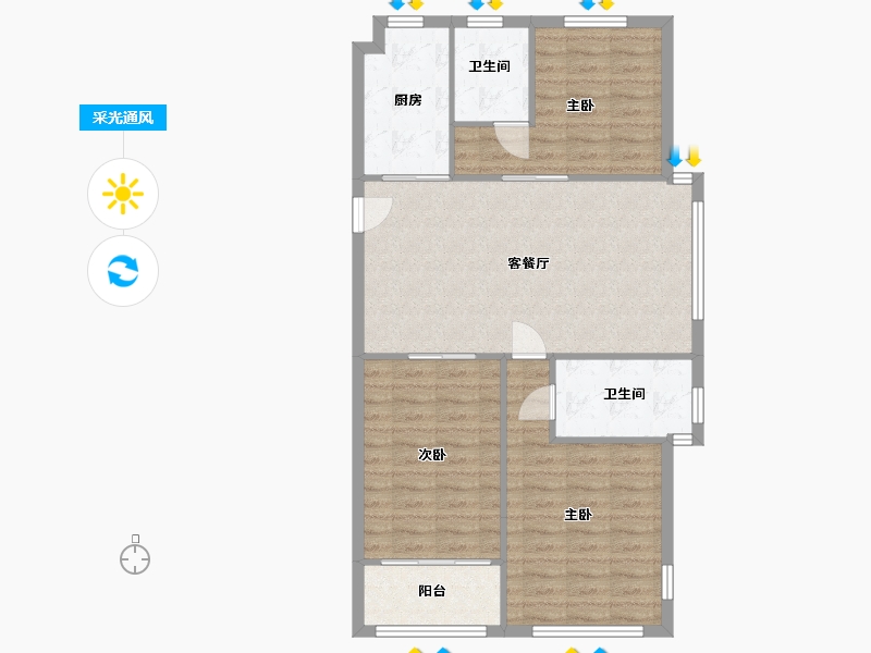 浙江省-温州市-德信碧桂园玖号院-80.34-户型库-采光通风