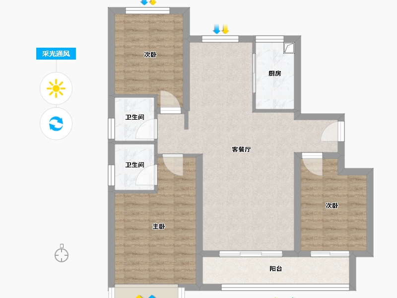 河北省-沧州市-德利翠湖天下-92.76-户型库-采光通风