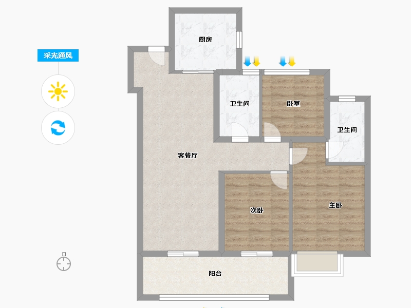 安徽省-合肥市-绿城招商诚园-100.00-户型库-采光通风