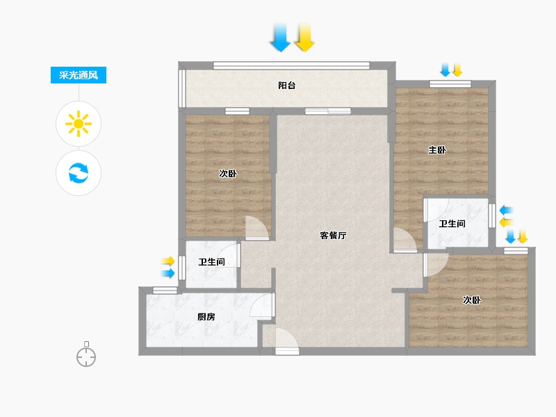 湖北省-孝感市-方鹏航天城-103.60-户型库-采光通风