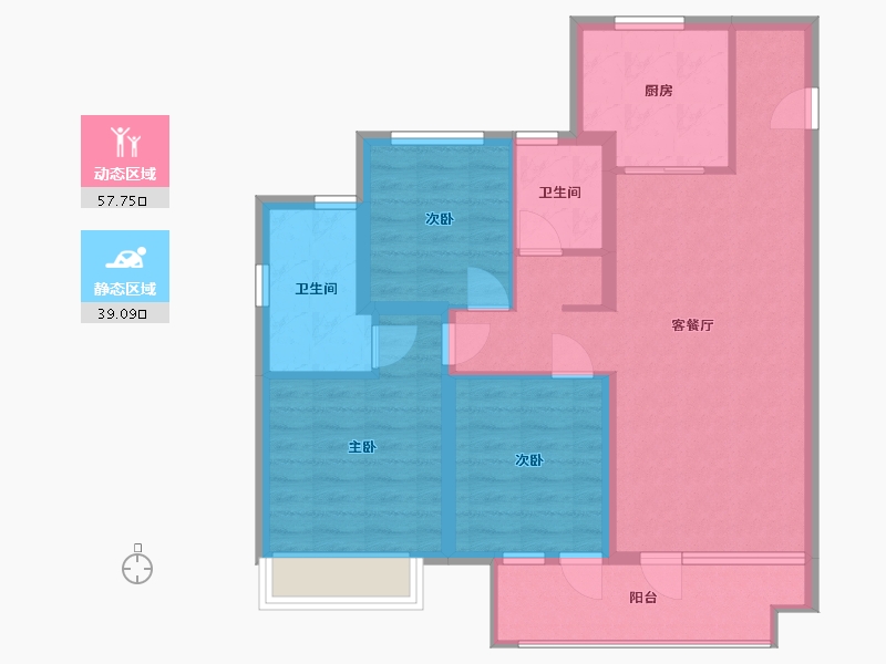 山东省-青岛市-旭辉银盛泰星韵城-86.40-户型库-动静分区