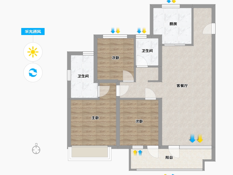 山东省-青岛市-旭辉银盛泰星韵城-86.40-户型库-采光通风