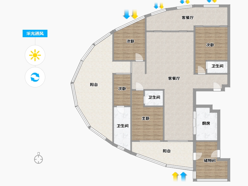 山东省-烟台市-银和怡海花园-160.00-户型库-采光通风