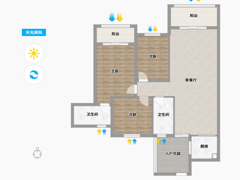 江西省-宜春市-东方铭城-122.00-户型库-采光通风