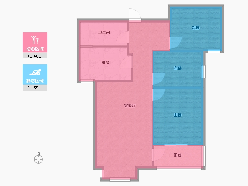 河南省-郑州市-郑州绿都城-城北区-71.39-户型库-动静分区