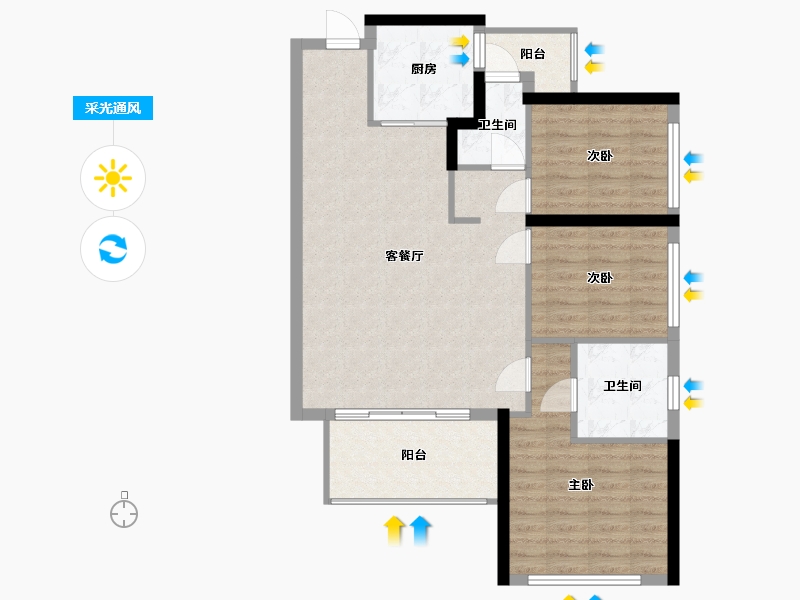 四川省-成都市-万科金域华府-86.63-户型库-采光通风