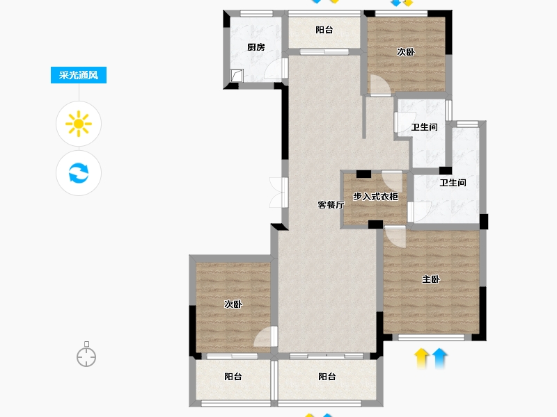 浙江省-台州市-荣远璟廷-101.60-户型库-采光通风