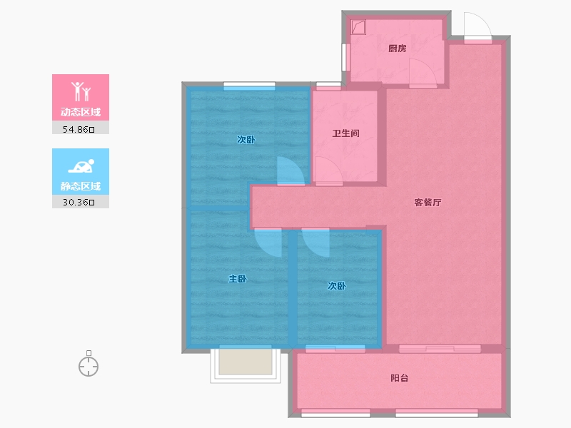 湖北省-咸宁市-藏龙府邸-82.60-户型库-动静分区