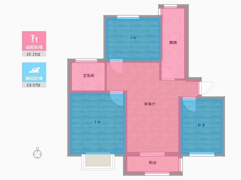 上海-上海市-高行绿洲六期-74.64-户型库-动静分区