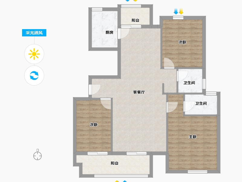 河南省-周口市-郸城县洺水城-103.20-户型库-采光通风