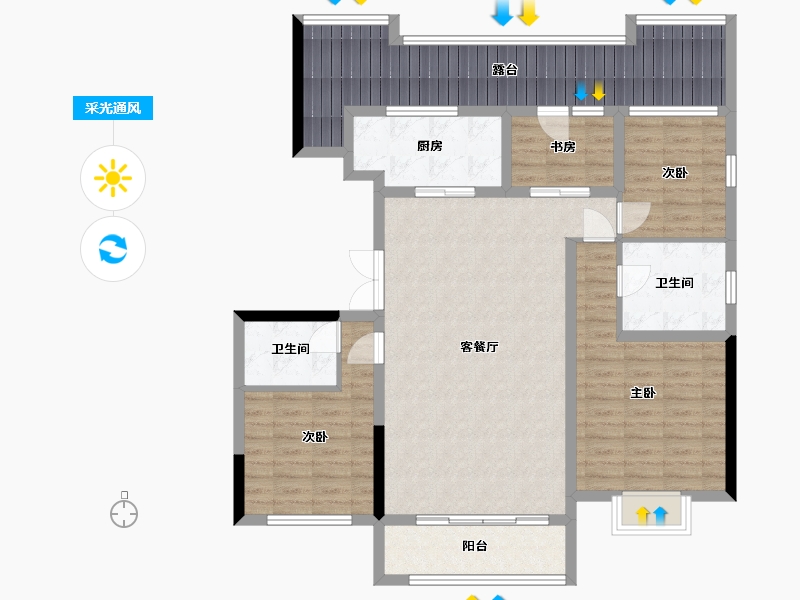 山东省-济南市-南益名士观邸-112.80-户型库-采光通风