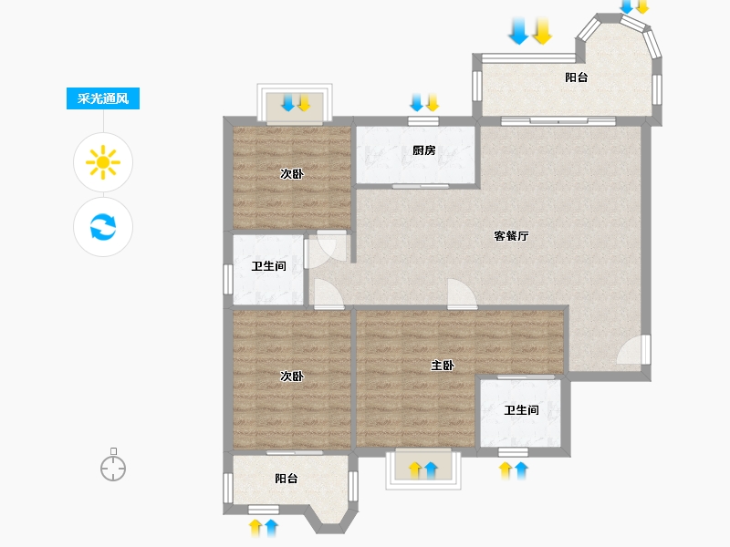 福建省-厦门市-新莲花新龙山花园-一期-120.00-户型库-采光通风