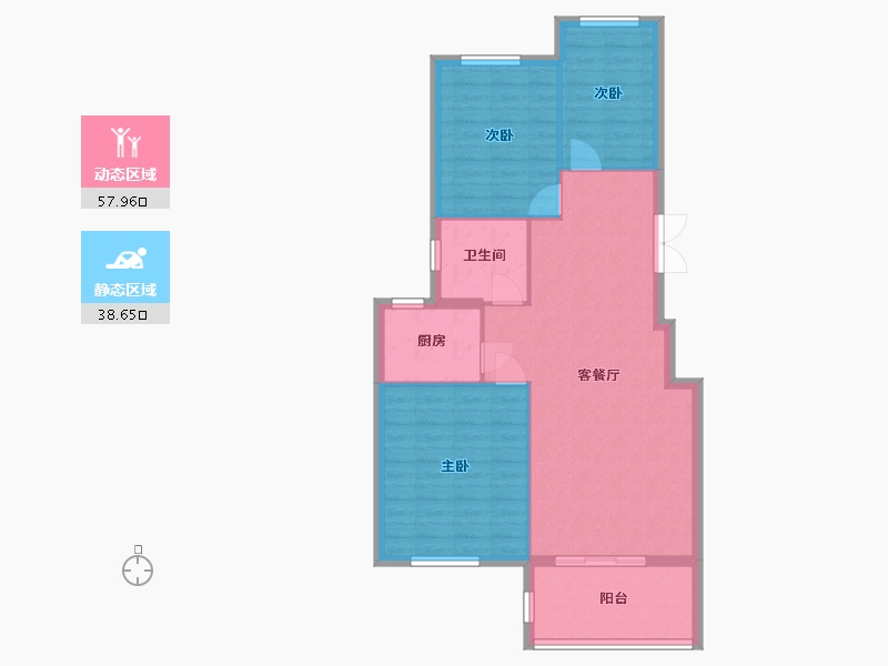 湖北省-武汉市-景虹花园-86.40-户型库-动静分区