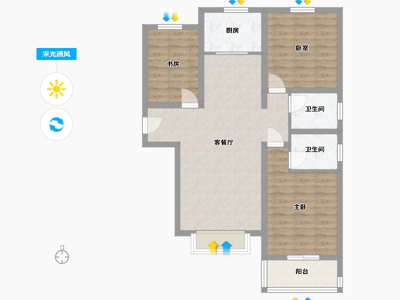 山西省-运城市-西建天茂和郡-90.00-户型库-采光通风