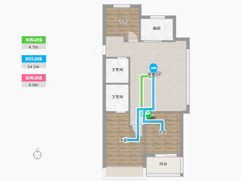 浙江省-杭州市-观湖之宸5幢501室-76.80-户型库-动静线