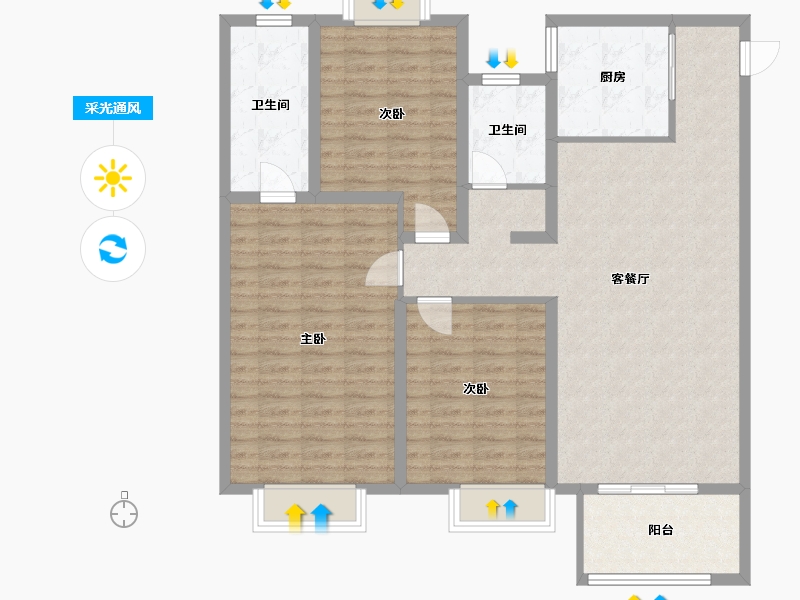 江苏省-无锡市-第一国际四期颐园-116.00-户型库-采光通风