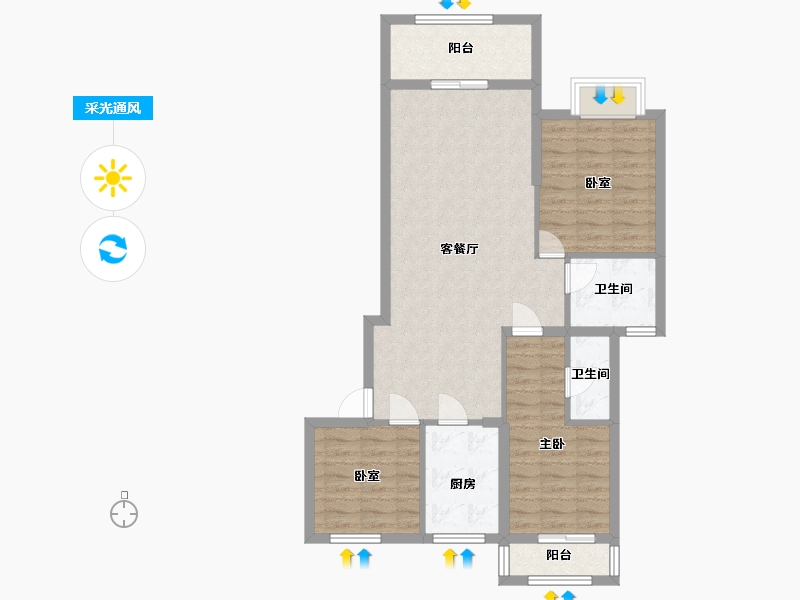 湖北省-武汉市-中建星光城-86.00-户型库-采光通风