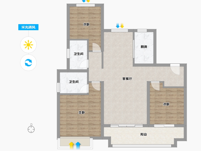 山东省-滨州市-云栖桃源-94.40-户型库-采光通风