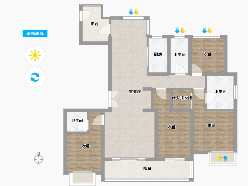 浙江省-嘉兴市-卓越平湖壹号-104.00-户型库-采光通风