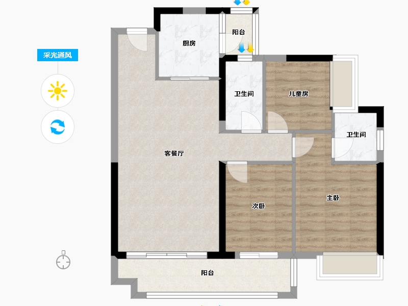 广东省-阳江市-清华苑-85.00-户型库-采光通风