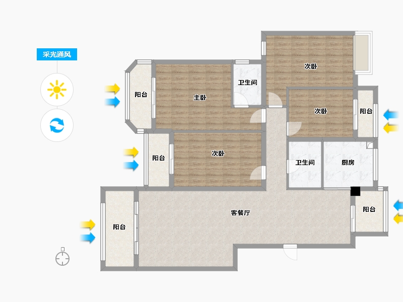 山东省-烟台市-鹿鸣-144.00-户型库-采光通风