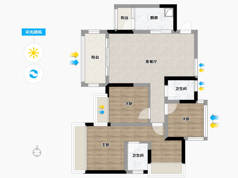 四川省-内江市-远达C区-80.07-户型库-采光通风