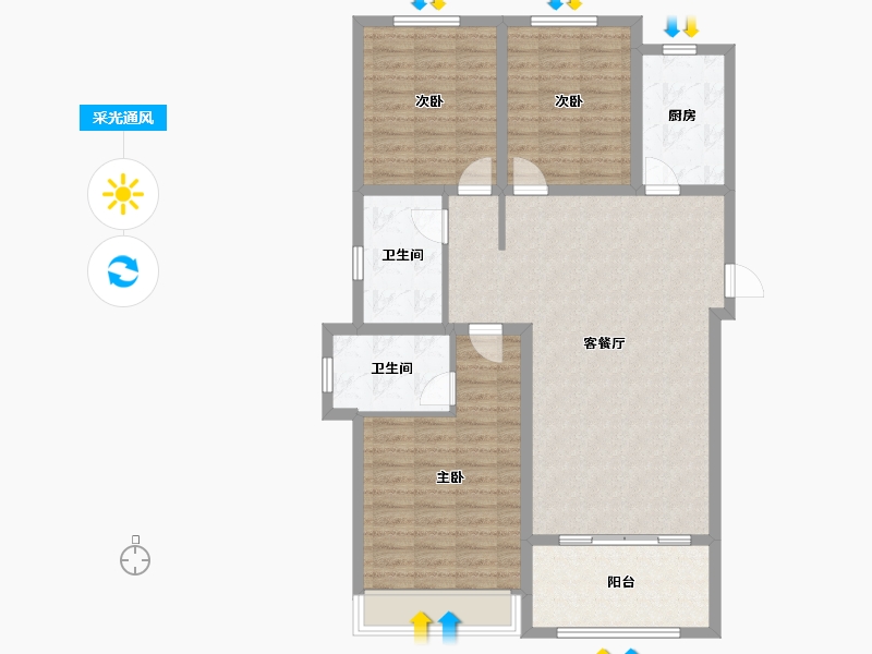 山东省-菏泽市-甲第壹号-106.40-户型库-采光通风