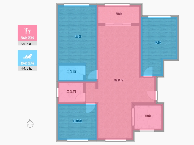 安徽省-阜阳市-润源太阳城-96.08-户型库-动静分区