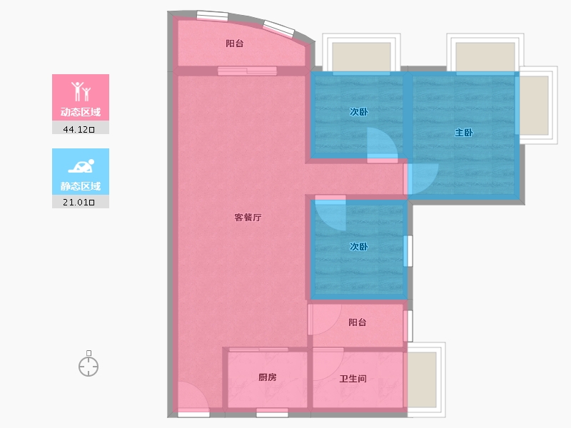 广东省-深圳市-长城盛世家园二期-57.06-户型库-动静分区