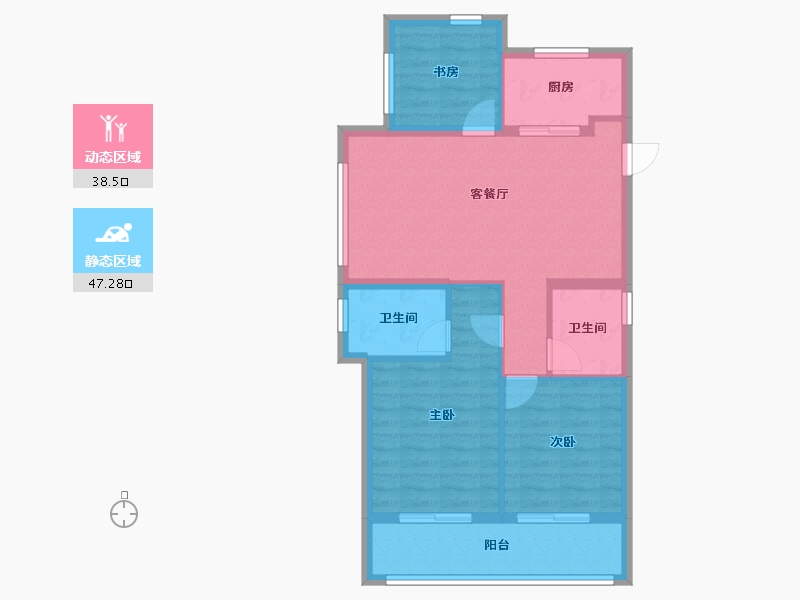 浙江省-杭州市-花漾里-85.50-户型库-动静分区