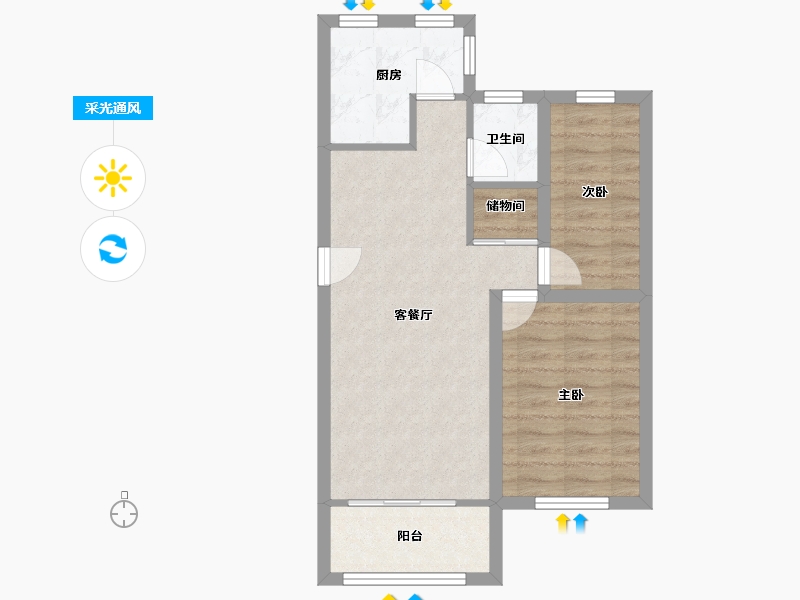 黑龙江省-鹤岗市-侨洲花园-58.21-户型库-采光通风