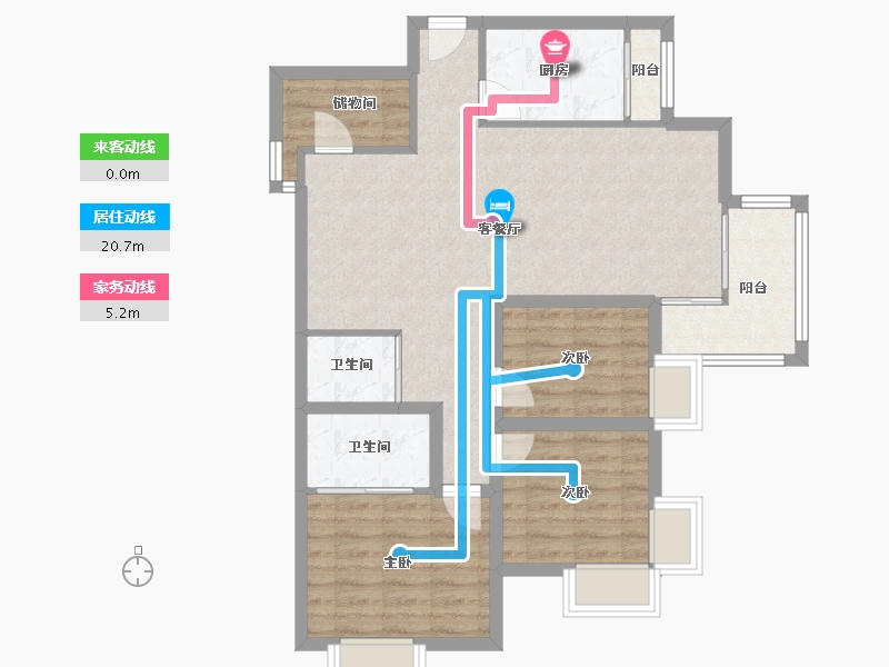 黑龙江省-鹤岗市-假日湾-85.98-户型库-动静线