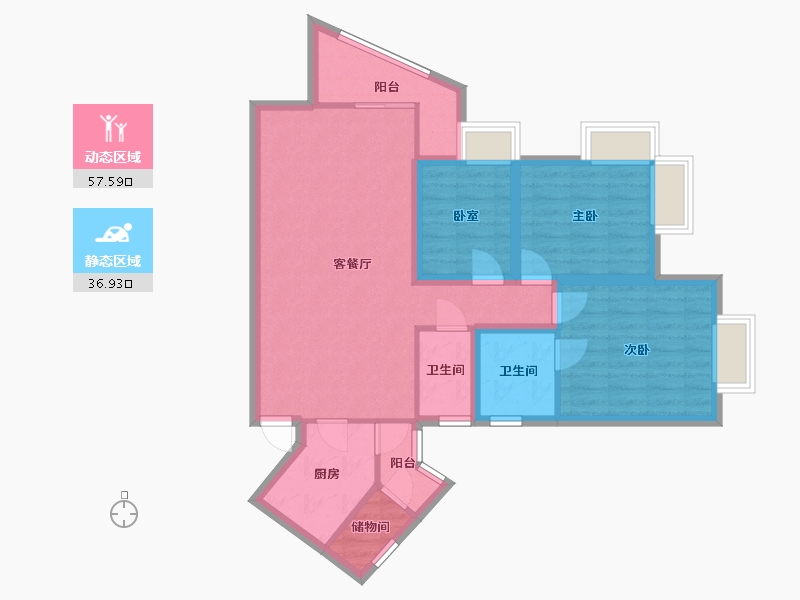 黑龙江省-鹤岗市-假日湾-83.74-户型库-动静分区